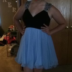 Amazing baby Blue and Black Homecoming dress